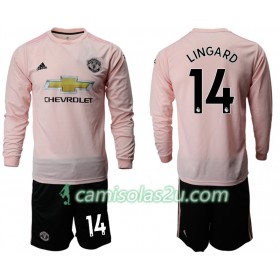 Camisolas de Futebol Manchester United LINGARD 14 Criança Equipamento Alternativa 2018/19 Manga Comprida